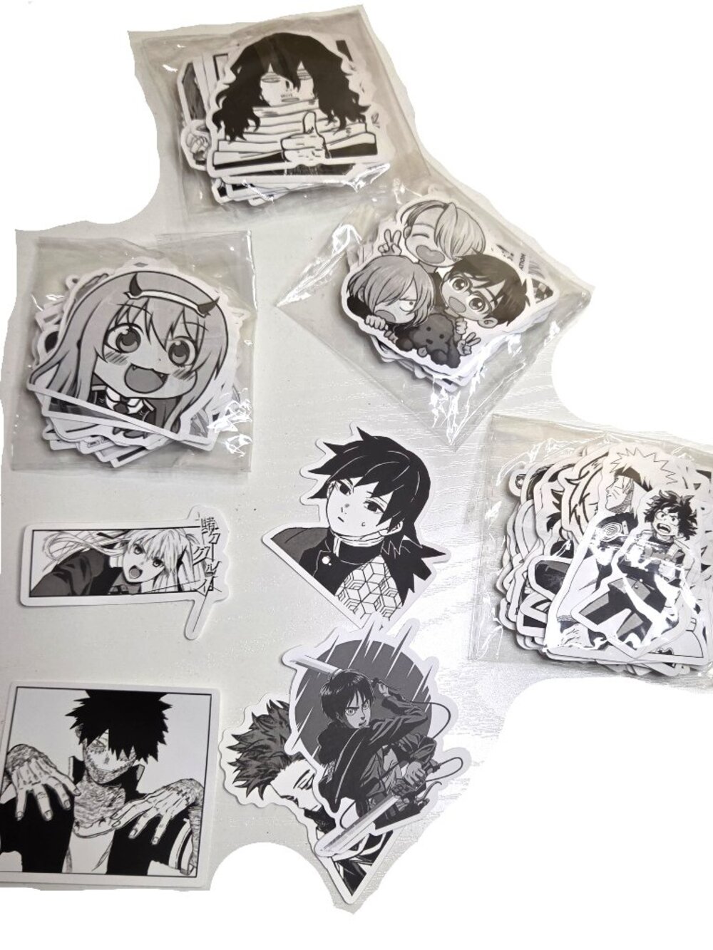 New Anime Decals Stickers 100+ Black White Skateboard Decor Cartoons Animation